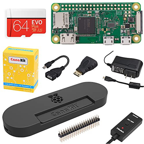 CanaKit Raspberry Pi Zero W (Wireless) Complete Starter Kit with Premium Black Case