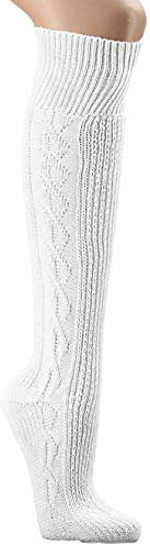 krautwear Chaussettes de costume traditionnel pour homme et femme Blanc - 43-46