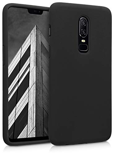kwmobile Hülle kompatibel mit OnePlus 6 Hülle - Silikon Handy Case - Handyhülle weiche Oberfläche - kabelloses Laden - Schwarz