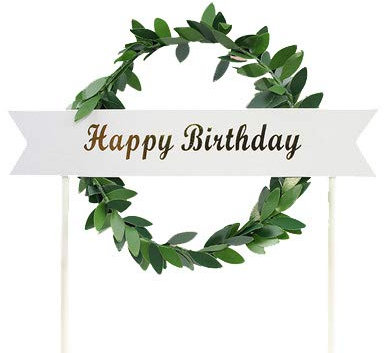 AILEXI Handgemachte 1 Count Glitter Kuchen dekorieren Topper - Happy Birthday Kranz grün
