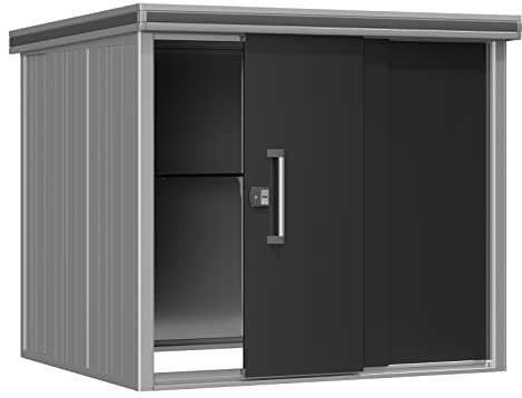 GFP Abri de Jardin en métal 221x186x212 cm Abri de Jardin à Toit Plat avec Porte coulissante en Anthracite Abri étanche à l'eau