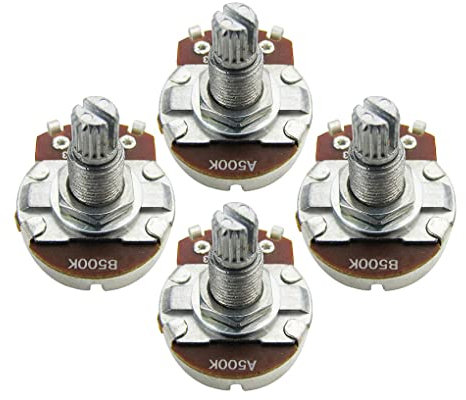 FLEOR 4pcs Full Size Guitar Volume Pot 18mm Shaft Audio Taper Potentiometer A500K