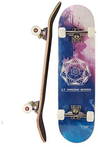 Skateboard for Beginners, 31 x 8 Complete Skateboards for Teens Beginners Girls Boys Kids Adults, Maple Double Kick Wood Skateboard (D)