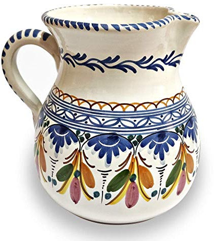 Jarra de cerámica artesanal 17 cm (1,35 litros) con diseño de cenefa. Alfereria. Fabricado y pintado a mano. Handmade. Made in Spain. CERÁMICA GÓNFER
