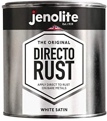 JENOLITE Directorust Satin Paint | WHITE | Multi Surface Paint | For Use On Wood, Metal, Plastic, Ceramic & Rusted Surfaces | 1 Litre (9016)