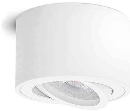 linovum SMOL LED Aufbauleuchte matt weiß - flach & schwenkbar - Aufbaustrahler inkl. wechselbarem LED Modul 4W warmweiß 230V