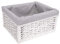 HERSIG - Pongotodo Mimbre Natural | Cesta Mimbre Rectangular con Forro y Puntilla, sin Asas - 34,5 x 28,5 x 18 cm - Color Blanco