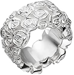 Silber Rosen Ring Goldschmiedearbeit aus Deutschland 17 mm (Sterling Silber 925)
