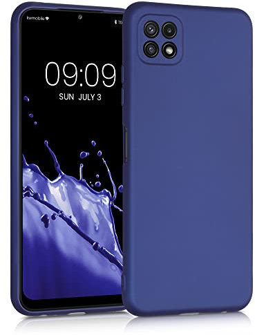 kwmobile Case kompatibel mit Samsung Galaxy A22 5G Hülle - Schutzhülle aus Silikon metallisch schimmernd - Handyhülle Metallic Blau