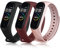 Oumida 3-Pack Kompatibel mit Xiaomi Mi Band 4/3 Armband, Silikon Sport Ersatzarmband für Xiaomi Mi Band 4 / Mi Band 3 (Schwarz/Roségold/Weinrot)
