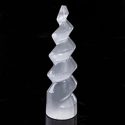 Comercio exterior natural blanco yeso unicornio espiral cristal adornos original piedra artesanía fábrica-la forma espiral es de aproximadamente 10 cm de largo
