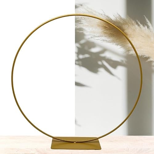 Bada Bing Dekoring mit Fuß in Gold - Metallring zum Hinstellen mit Ø ca. 40 cm - vielseitige Dekoration für Trockenblumen Kranz - Tischdeko Deko Frühling - Ring zum DIY Basteln
