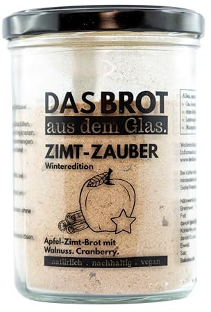 brotstoff - Zimtzauber - DAS BROT AUS DEM GLAS, Brotbackmischung und Backform – ideal als Einzugsgeschenk, als Geburtstagsgeschenk, oder als Gastgeschenk, 1 Glas wiederverwendbar als Backform