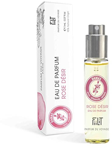 Eau de Parfum Naturelle ROSE DÉSIR - DAMAS 11 mL - FiiLiT Parfum du Voyage - Rose Doux Lumineux Fruité Floral Épicé