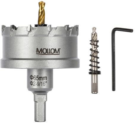 Mollom (65mm | 2-9/16'') Seghe a tazza in carburo pesante con 2 punte pilota, taglia acciaio inossidabile, acciaio dolce, ferro, rame, ottone, plastica