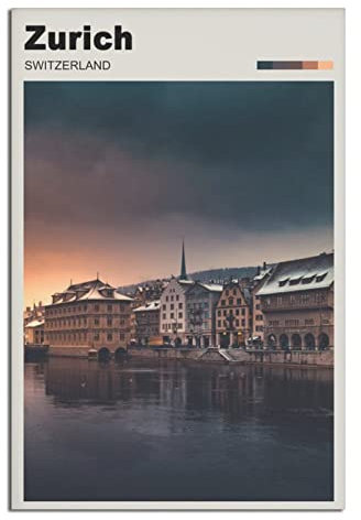 Vintage Reise Poster Zürich Schweiz Leinwand Kunst Poster Geschenk Wand Dekor Malerei Poster Deko Poster
