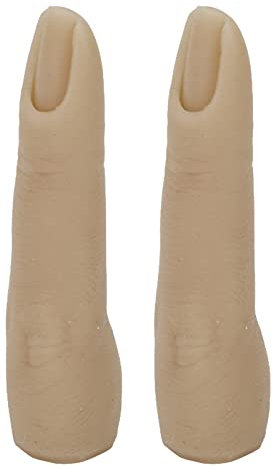 2pcs Silicone Practice Fingers Hand, Nail Training Finger Bendable Flexible Silicone Practice Finger Model Silicone Nail Training Finger for Acrylic Nails Manicure Art Finger Mode(Dark Color)