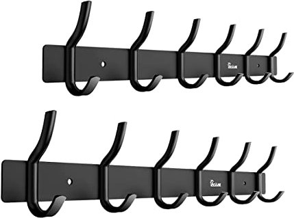 Anjuer Clothes Hanger Rack 6 Hooks 20 kg Load Clothes Hat Holder Aluminium Alloy Black