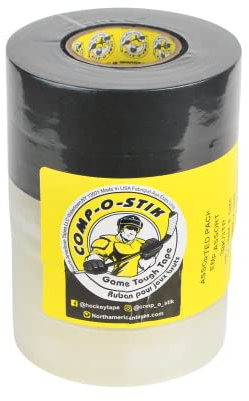 North American Tapes Hockey Combo Pack, 5 Rollen pro Packung, Weiß Schwarz Transparent, Sport, Geschenke, Zubehör, Ausrüstung, Hochleistungs-Hockey-Tape (2 Schwarz + 3 Transparent)