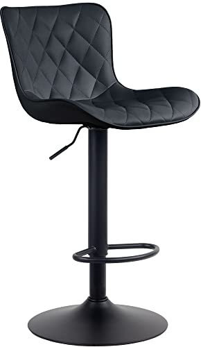 CLP Barhocker Emma I Höhenverstellbarer Barstuhl I 360° Drehstuhl Mit Rückenlehne Für Küche Und Bistro, Farbe:schwarz, Material:Kunstleder