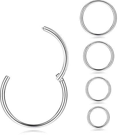 MILACOLATO G23 Titan Nasenpiercing 16G 18G 20G Scharnierende Septum Nasenringe für Damen Männer Clicker Knorpel Ohrringe Daith Helix Tragus Conch Piercing Schwarz/Roségold/Silber/Gold Nasenring 6-10mm