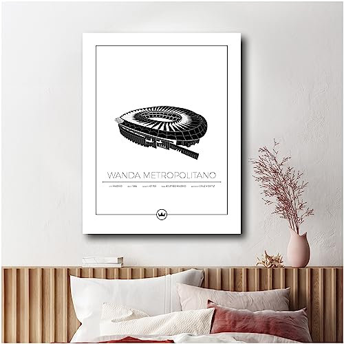 Sverigemotiv Fußballstadion-Wandkunstdruck–Fußballgeschenke für Jungen, Mädchen, Männer – Beste Premier-League Fußballmannschaften–ungerahmtes Poster (Atlético Madrid - Wanda Metropolitano, 40x50 cm)