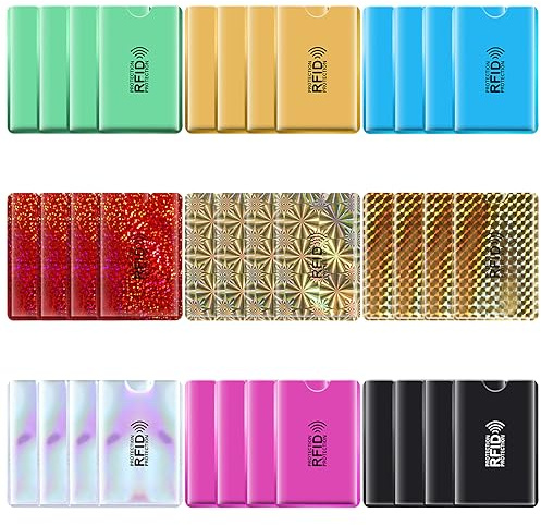 Molain Bunter RFID Kartenhalter, RFID blockierende Hüllen Kreditkartenhüllen Set RFID Ausweisschutz für Damen und Herren (36 Stück)