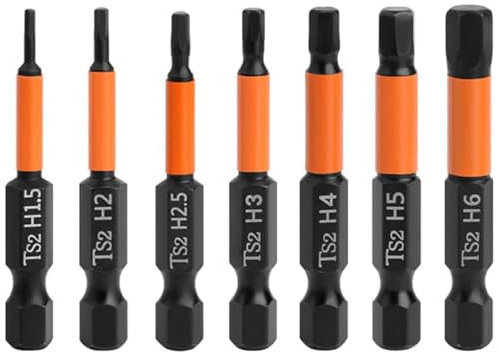 Inbus & Torx Bit-Set Lang 50mm mit Sechskantschaft für Akkuschrauber/Bohrschrauber - 12-teilig Schraubendreher-Bits H1.5 bis H6 (Cr-V Stahl)