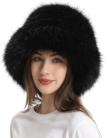 Pelzig Fischerhut Bucket Hat Winter Warme Pelzig Bucket Hat Wintermütze Flauschige Eimer Hut Bucket Hat Schirmmütze Fischerhüte Warme Fischerhüte für Damen Freizeithut Kunstpelz Fischerhut Bucket Hat