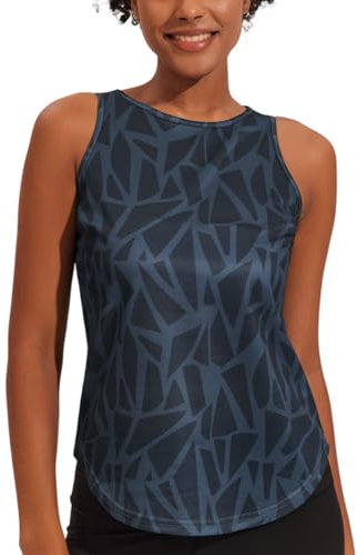 Weardear Damen Yoga Tanktops Ärmelloses Sportshirt Kleidung Fitness Running Workout Lauftop Geo-Druck Oberteile S-XXL