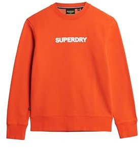 Superdry Herren Locker geschnittenes Sport Sweatshirt mit Rundhalsausschnitt Kirschtomatenrot M
