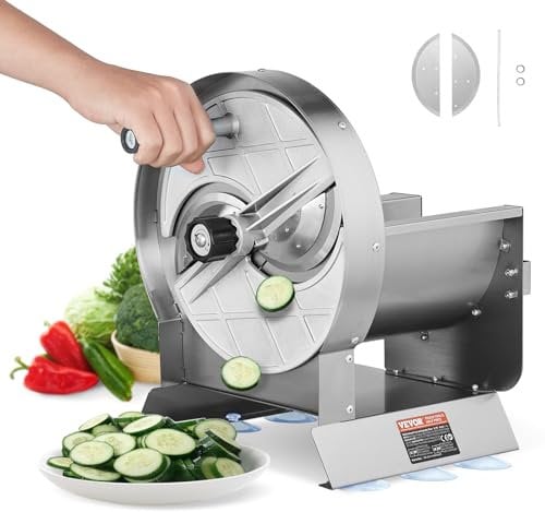 VEVOR Affettatrice Manuale per Frutta e Verdura, Affettatrice Commerciale Spessore 0-0,5/0-12 mm, Affettatrice per Alimenti in Acciaio Inox per Patate, Cetrioli, Limone, Pomodoro