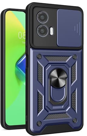 COMAKU Ultra Panzerhülle für Motorola Moto G24 / Moto G04, TPU+PC Stoßfeste Hülle mit Slide Camera Cover Kameraschutz mit Ring Ständer Handyhülle - Blau