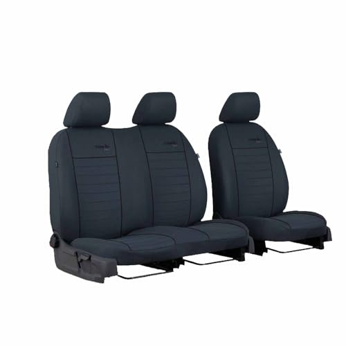 Saferide Autositzbezüge Universal Schonbezüge kompatibel mit Mercedes Vito W639 bis 14 1+2 Bus Schwarz Transporter Vordersitze