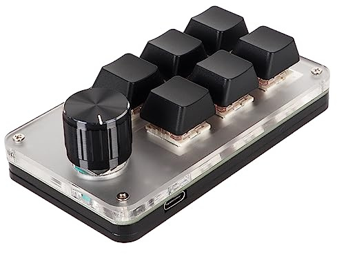 ASHATA Programmierbare USB-Makro-Tastatur, Makro-Tastatur mit Rotem Schalter und Benutzerdefinierten Knöpfen, Mechanische Gaming-Tastatur mit Einhandtastatur (6 Tasten mit 1)