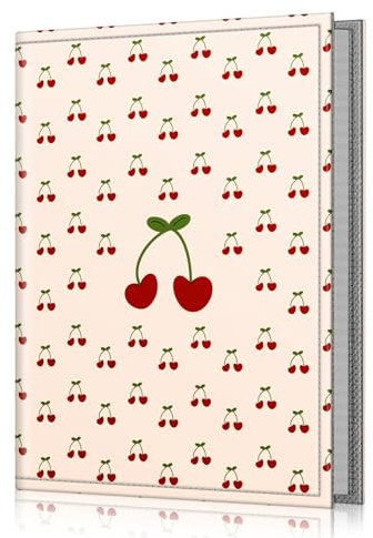 Fintie Fotoalbum, 10 x 15 cm, 52 Fotos, kleine Mini-Kapazität, hochwertiges veganes Ledereinband, tragbares Brieftaschen-Fotoalbum für Familie, Hochzeit, Jungen, Mädchen, Kokette Kirschen