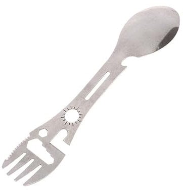 Outdoor Survival Tools 5 in 1 Camping Multi-functional EDC Kit Practical Fork Knife Spoon Bottle,Can Opener