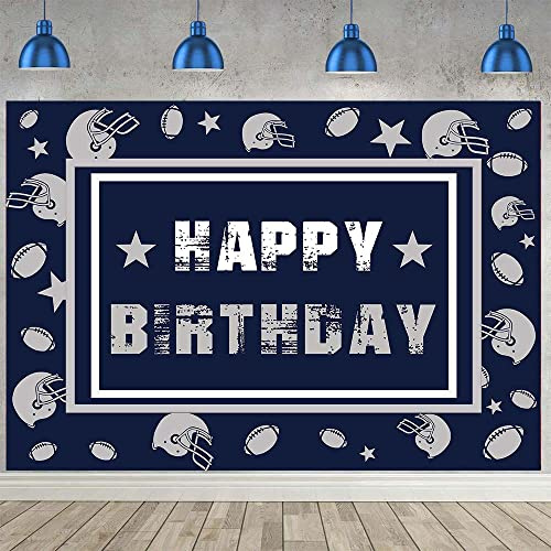 Football Backdrop for Birthday Party 5x3ft Navy Blue Cowboy Helmet Photography Background Football Team Banner Sports Fans Party Supplies (60x36 inch)