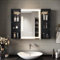 SIRHONA Armoire de Toilette Miroir, Armoire Murale avec Éclairage LED et Prises de Courant, Interrupteurs à Commande Tactile, Dimmable,avec Rangement et Étagères en Verre Réglables, 80 x 60 x 13cm