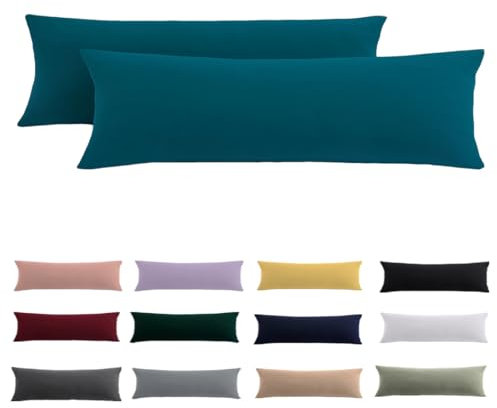Beqnat Seitenschläferkissen Bezug 40x145 2er Set - Petrol Kissenbezug 145x40 mit Reißverschluss 100% Mikrofaser Resistent und Hypoallergen Kopfkissenbezug für Seitenschläferkissen