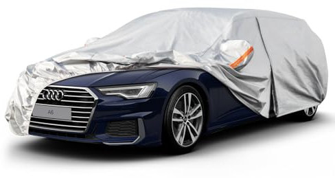 kayme 6 Schichten Autoabdeckung Wasserdicht Atmungsaktiv, Vollgarage Autoplane Kompatibel mit A6 Avant, Mercedes-Benz E klasse T-Modell, 5er Touring, Volvo V90, Abdeckplane für Kombi(485 bis 505 cm)