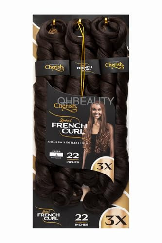 CHERISH SYNTHETIC CURLY BOUNCY HAIR EXTENSION BRAID - 3 x SPIRAL FRENCH CURL 22 (COLOR 4)