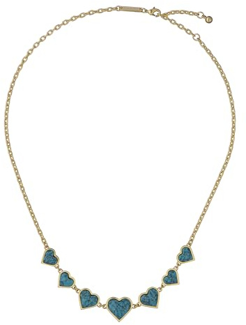 Ted Baker London Farah Facettierte Stein Herz Halskette für Frauen (Gold/Türkis), Messing, Messing