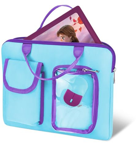 Annmore Sacoche d'ordinateur Portable compatible avec Lexibook Ordinateur Éducatif Bilingue, compatible avec VTech - Storio Max XL 2.0 (Bleu clair/Violet)