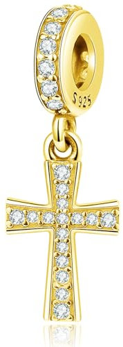Eusense 925 Sterling Silber Charm Kreuz Pandora Bead Kreuz Charms für europäische Anhänger Armband