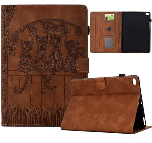 Vaitasy Funda para iPad Mini 5/4/3/2/1 7.9 Pulgadas Simpática Silueta de Gato Cuero PU con Multiángulo Folio Carcasa para iPad Mini 5th/4th/3rd/2nd/1st Marrón