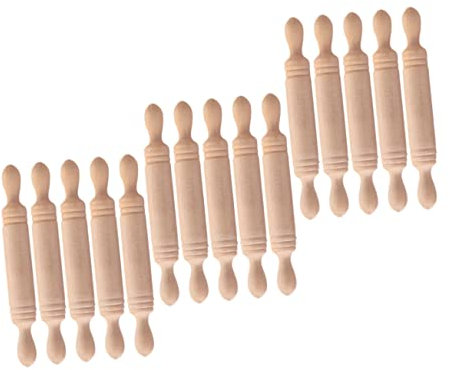 Yardwe 15stücke Mini Holz Nudelholz Dekorative Simulation Für Puppenhaus Und Küchenspielzeug Für Junge Mädchen Und Miniatur-liebhaber