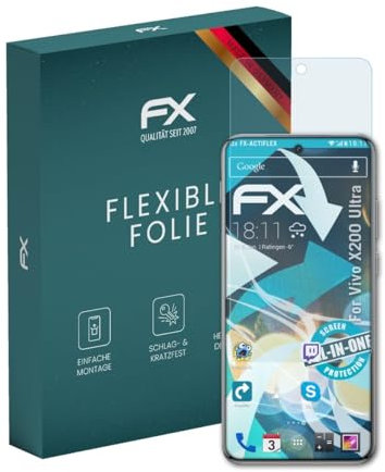 atFoliX Schutzfolie kompatibel mit Vivo X200 Ultra Folie, ultraklare und flexible FX Displayschutzfolie (3X)