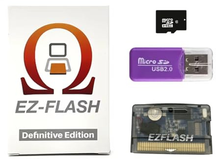 EZ-Flash Omega Definitive Edition, GBA Game Cartridge, Pre-Loaded Games, 32GB SD Card, Supports 128GB, GBA SP, DS, NDS, Retro Gaming, Flash Cart, Game Console Accessories