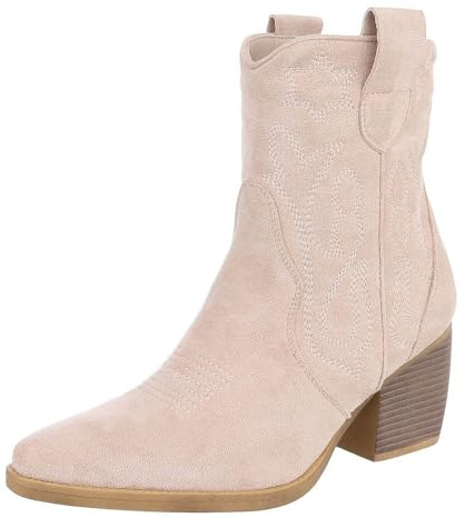 Ital Design Damen Stiefeletten mit Reißverschluss und Blockabsatz, spitze Form